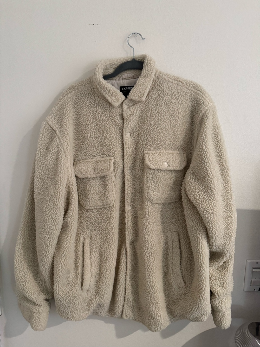 Express Men’s Cream Sherpa Puffer Jacket
